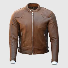 Goldtop 76 Armoured Leather Jacket - Brown