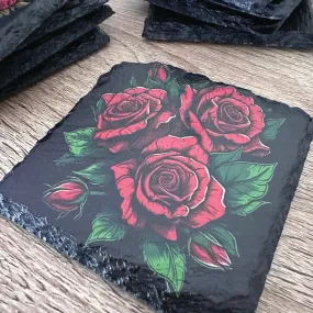 Gothic Tattoo Slate Coasters - Roses