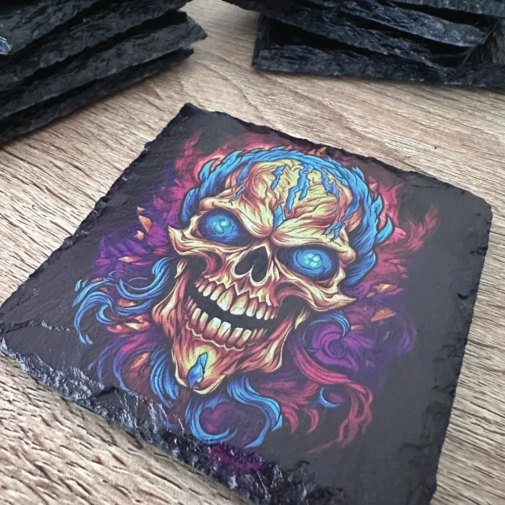 Gothic Tattoo Slate Coasters - Skull