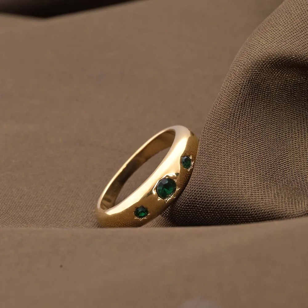 Green Stone Studded Ring