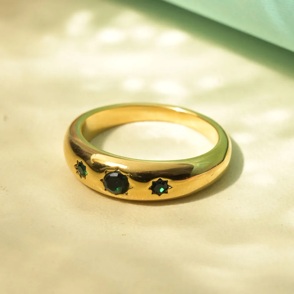 Green Stone Studded Ring