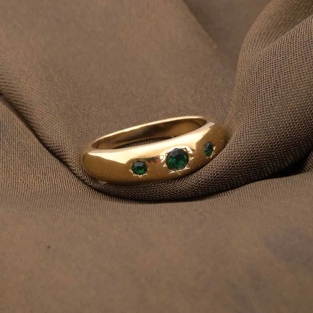 Green Stone Studded Ring