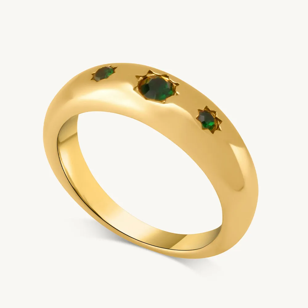 Green Stone Studded Ring