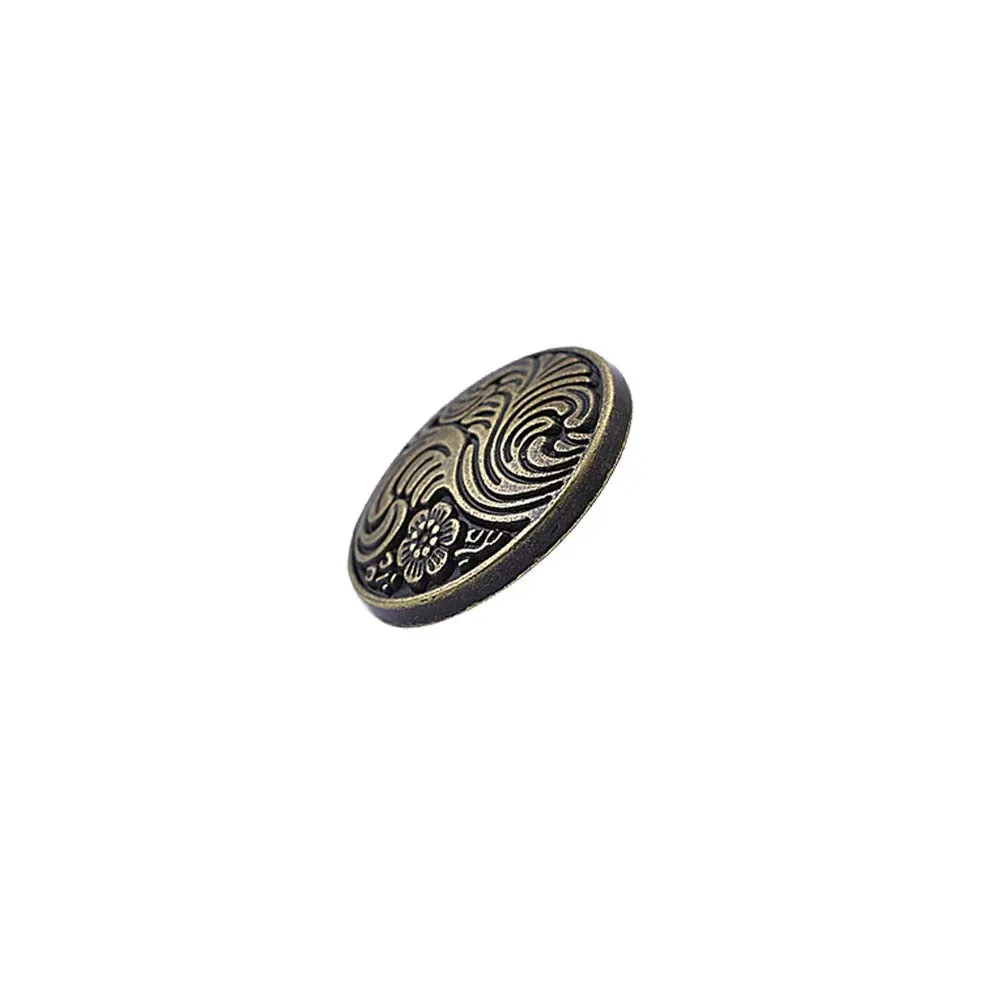 Indo-Western Style Antique Floral Motif Surface Finish Metal Buttons