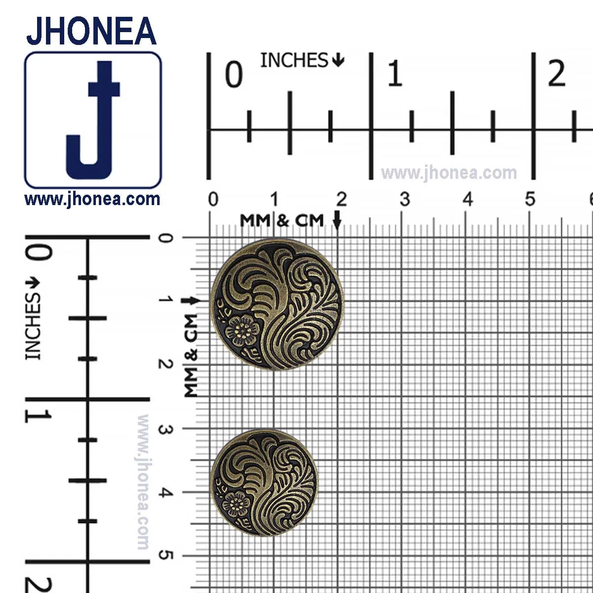 Indo-Western Style Antique Floral Motif Surface Finish Metal Buttons