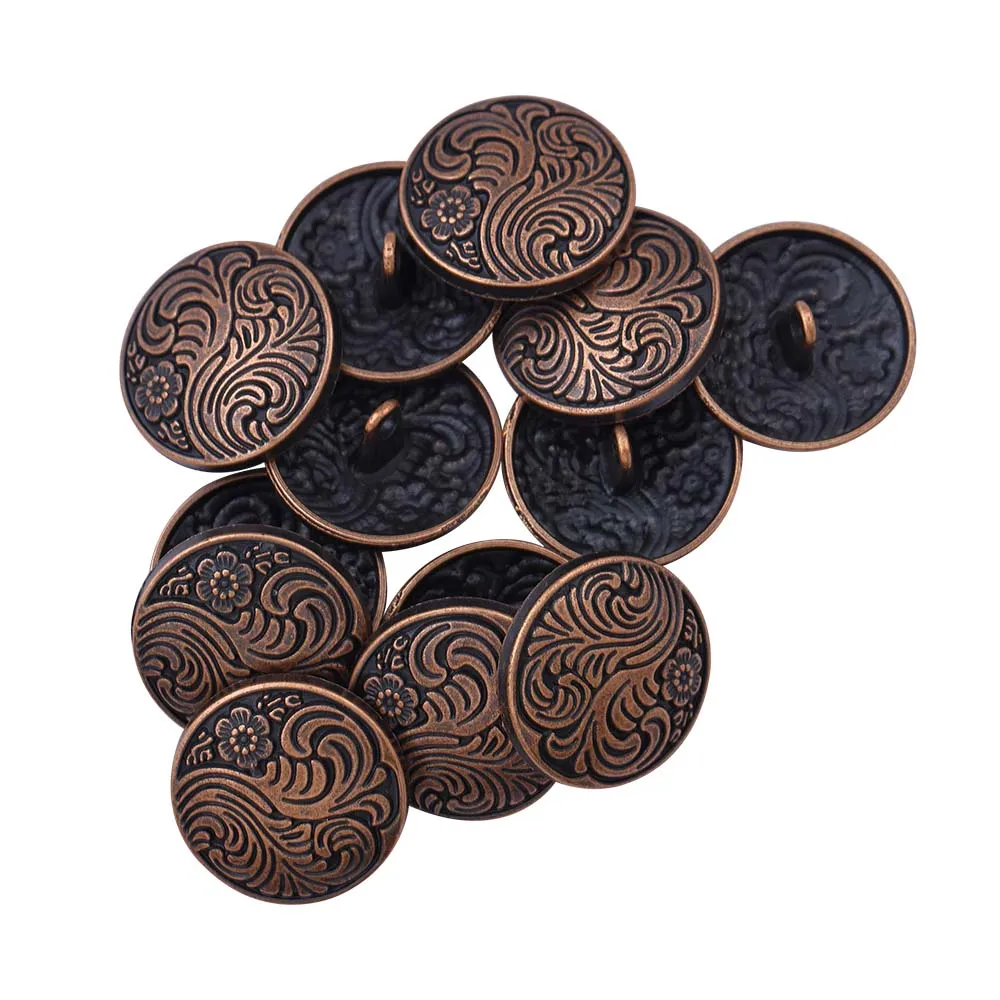 Indo-Western Style Antique Floral Motif Surface Finish Metal Buttons