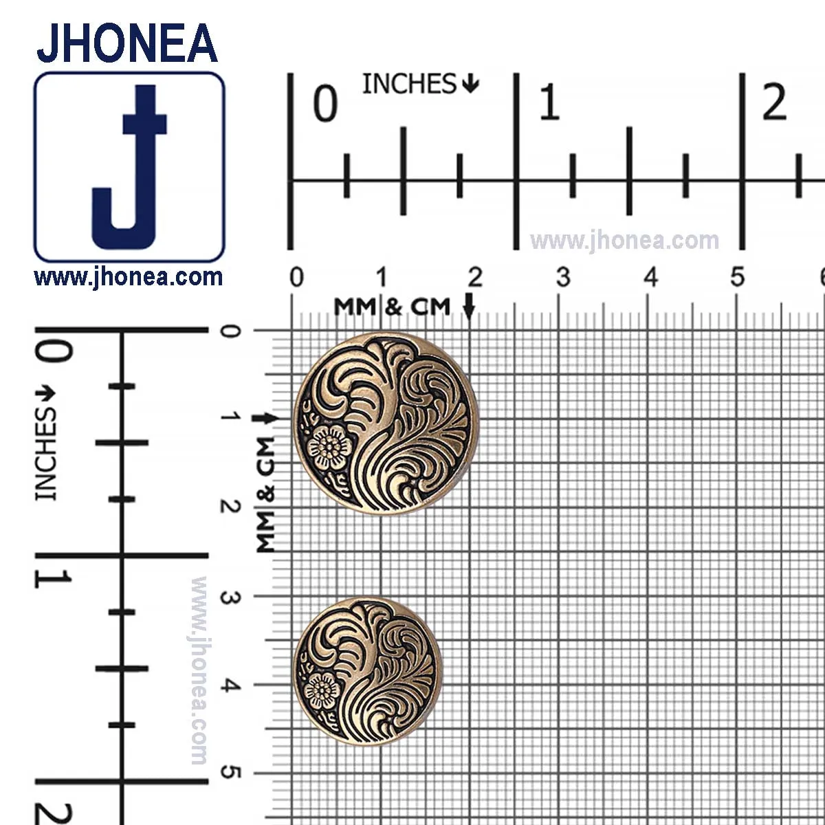 Indo-Western Style Antique Floral Motif Surface Finish Metal Buttons