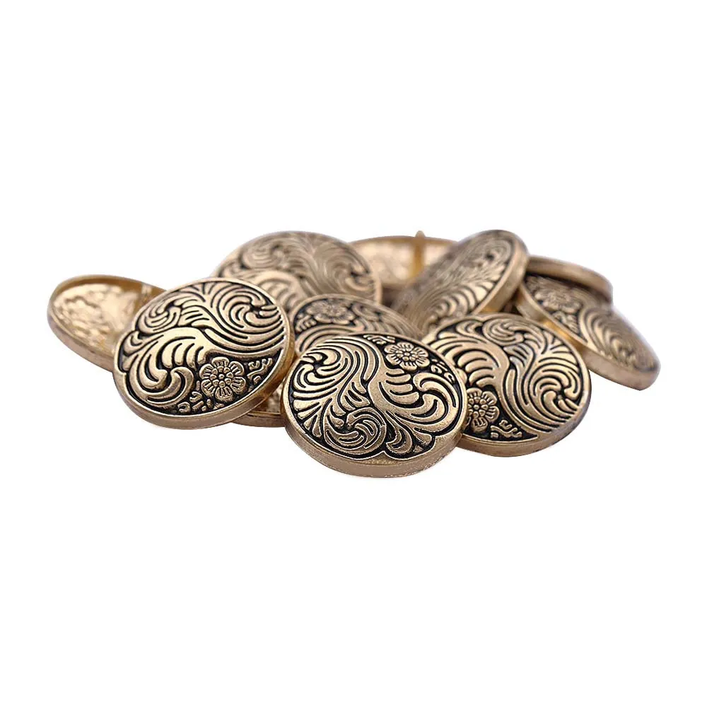 Indo-Western Style Antique Floral Motif Surface Finish Metal Buttons