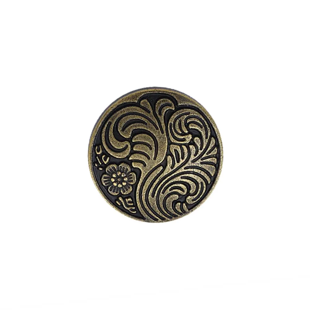 Indo-Western Style Antique Floral Motif Surface Finish Metal Buttons