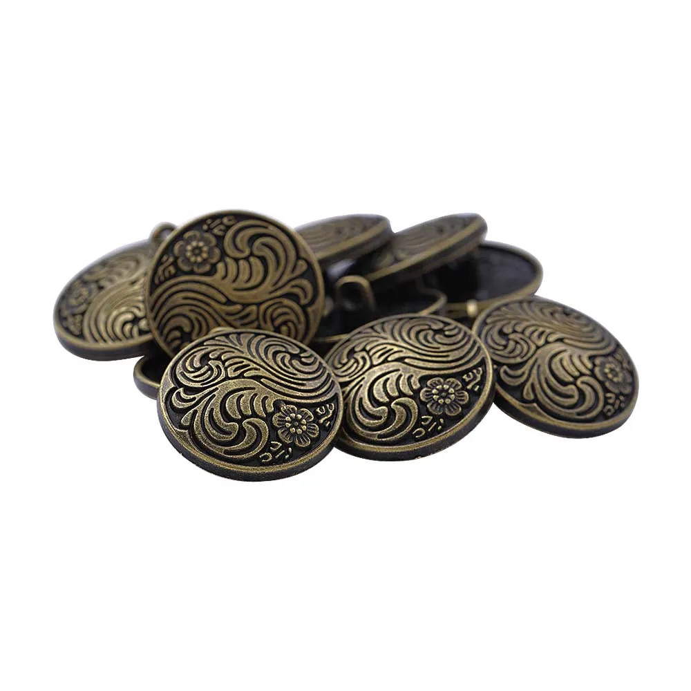 Indo-Western Style Antique Floral Motif Surface Finish Metal Buttons