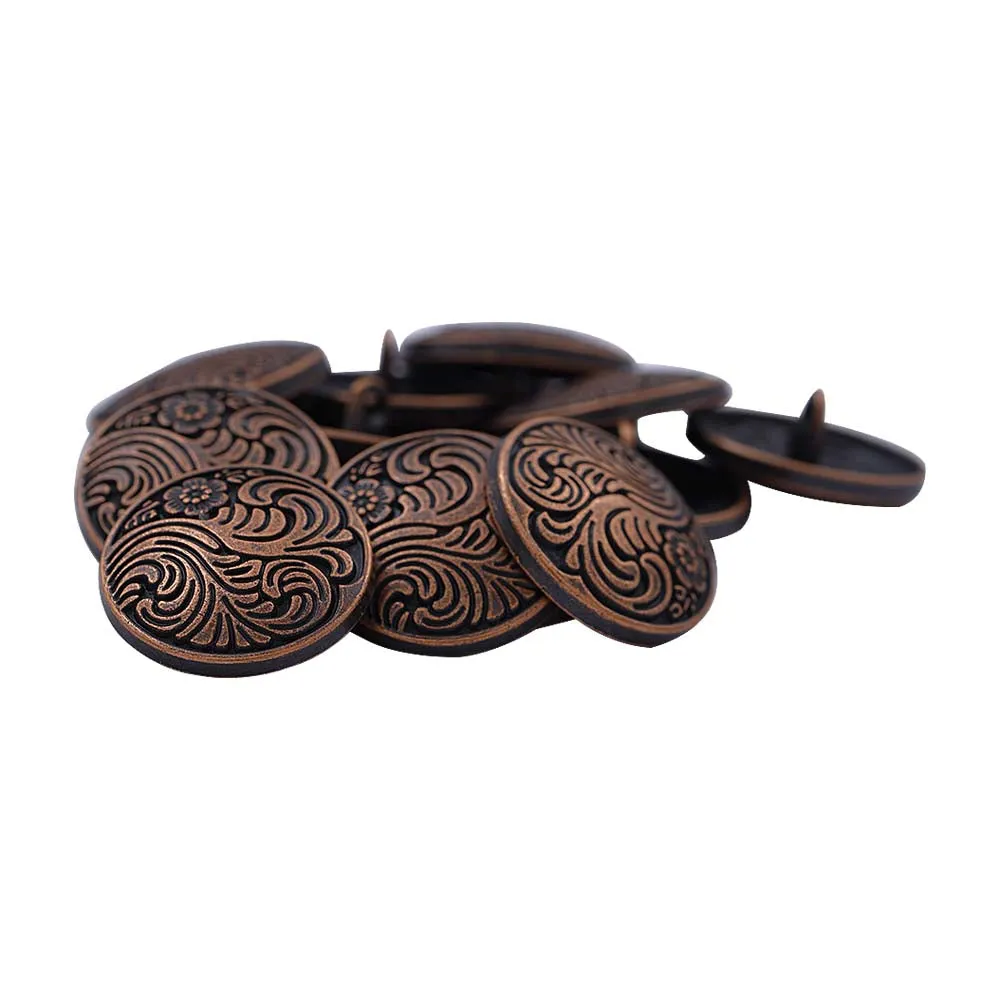 Indo-Western Style Antique Floral Motif Surface Finish Metal Buttons