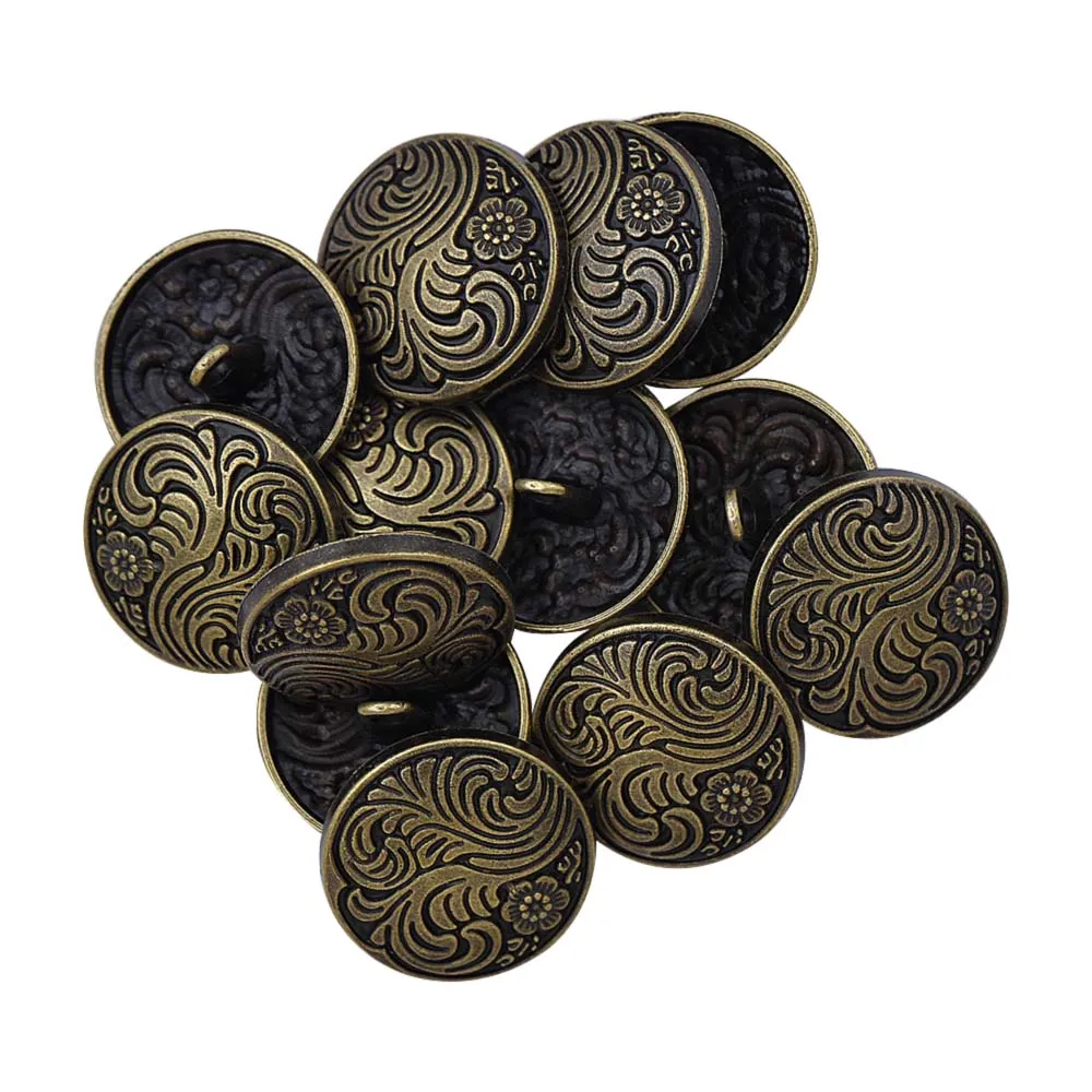 Indo-Western Style Antique Floral Motif Surface Finish Metal Buttons