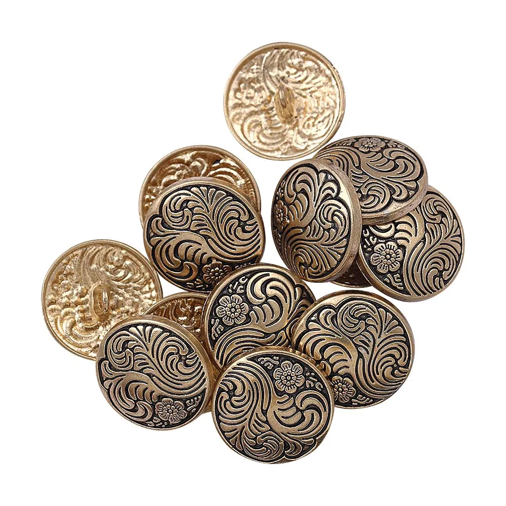 Indo-Western Style Antique Floral Motif Surface Finish Metal Buttons