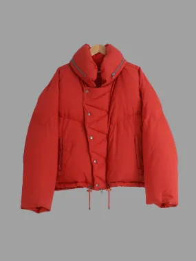 Issey Miyake 1990s red polyester collar hood multi pocket down jacket - mens L M