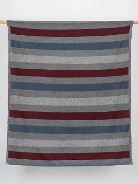 Italian Wool Blend Stripe Knit Deadstock - Blue   Grey   Red - Swatch