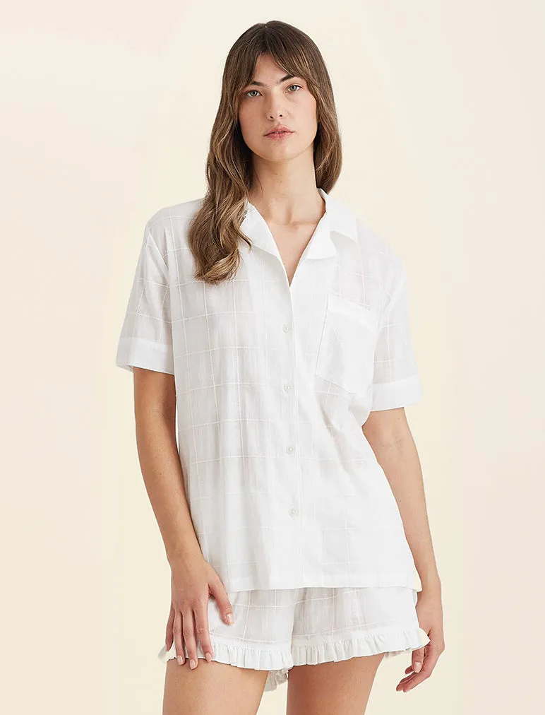 Ivy Organic Cotton Frill Short Sleeve PJ Shirt