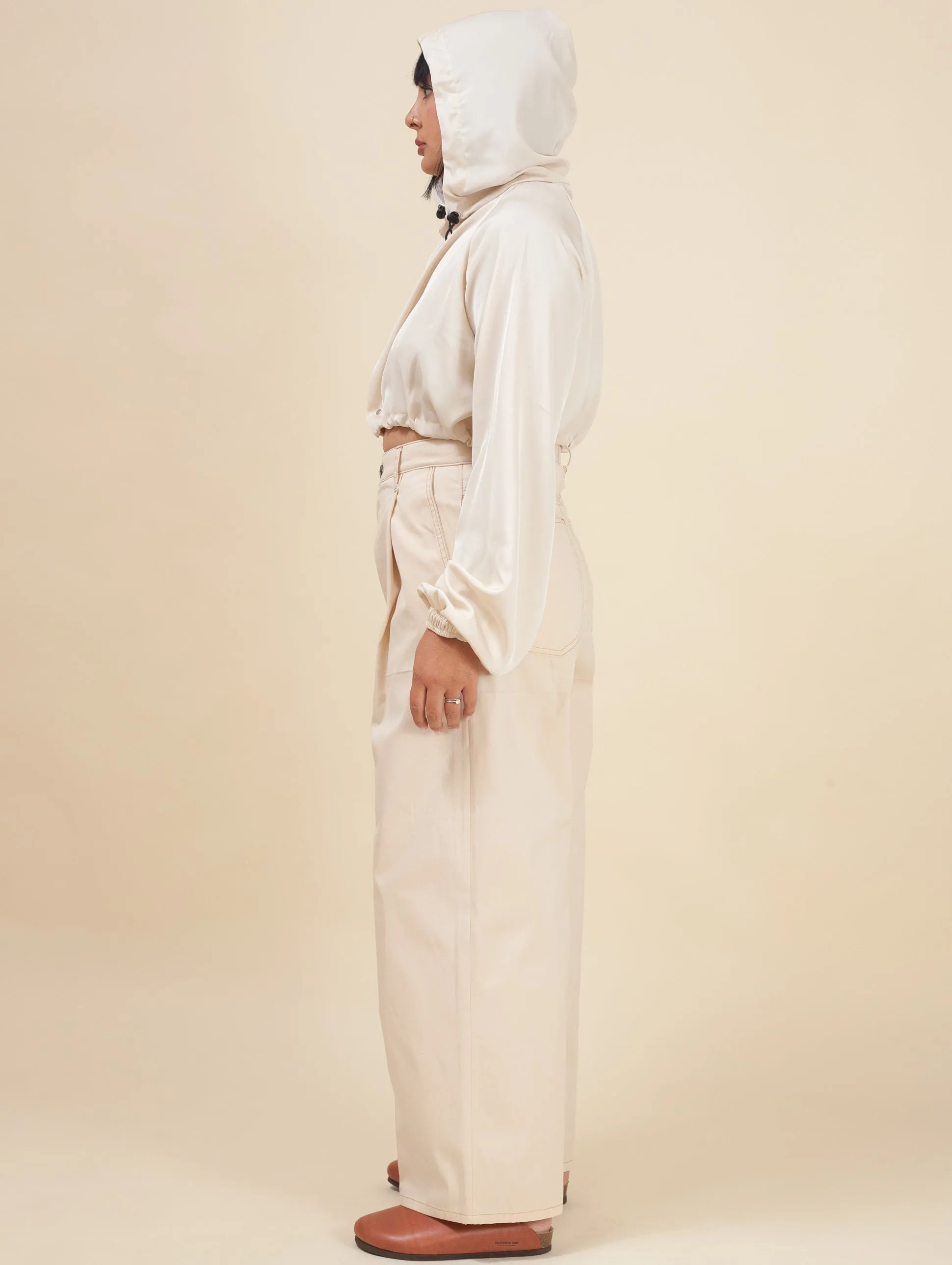 Keiko Cropped Twill Jacket (Milk)