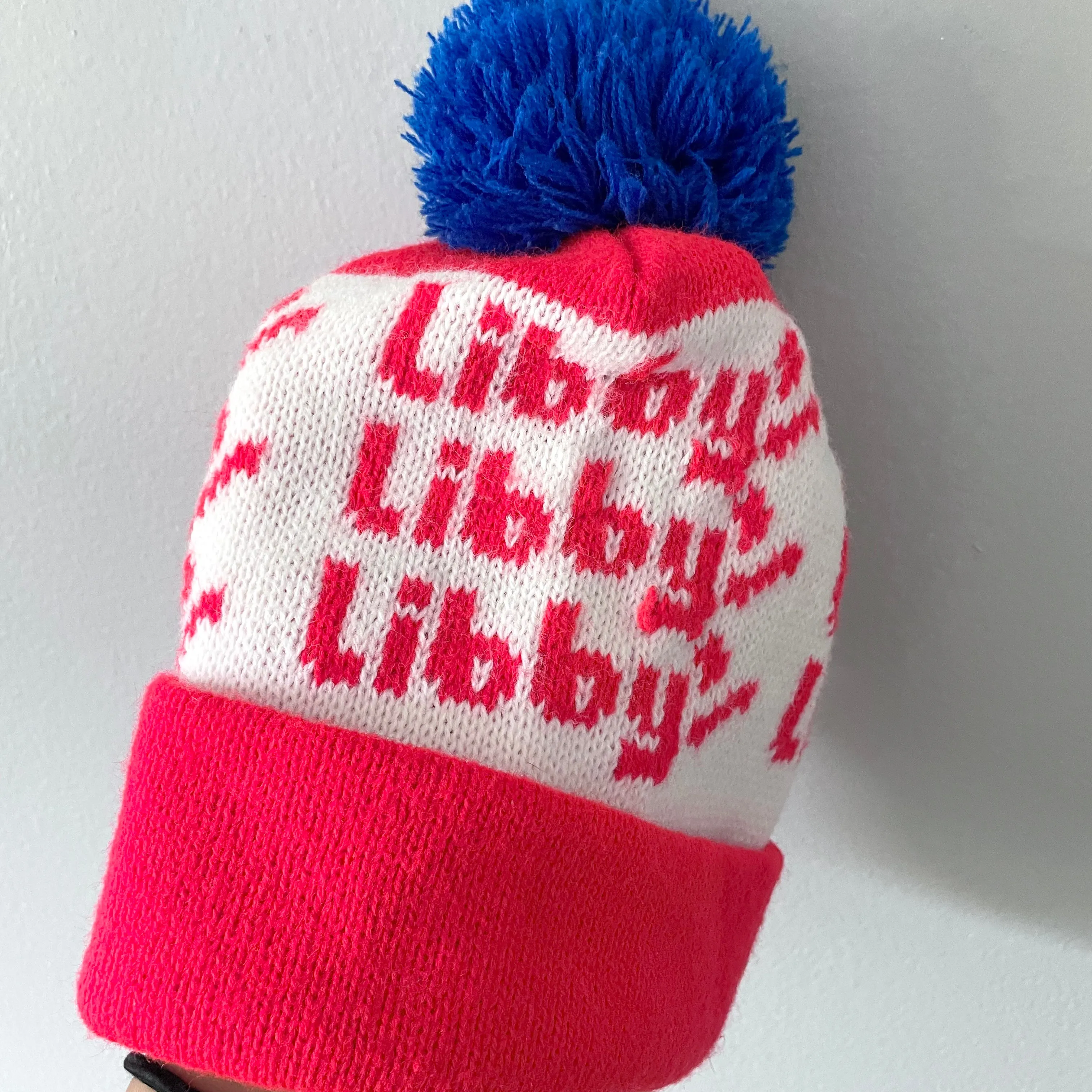 Knit headwear / Red x blue knit hat / 5-8Y