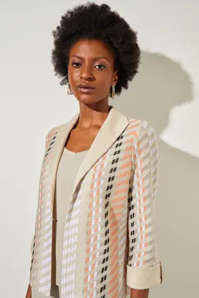 Lapel Collar Jacket - Mixed-Media Knit