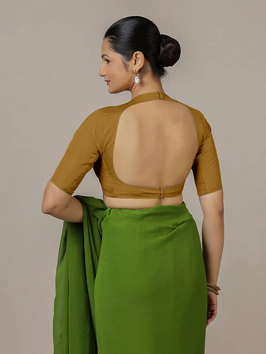 Myra x Rozaana | Bronze Gold Backless Saree Blouse w/ FlexiFit™