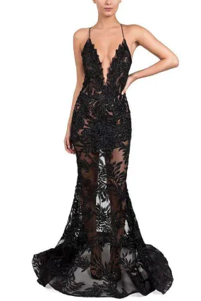 NADINE MERABI Stella Gown (Black)- RRP $885