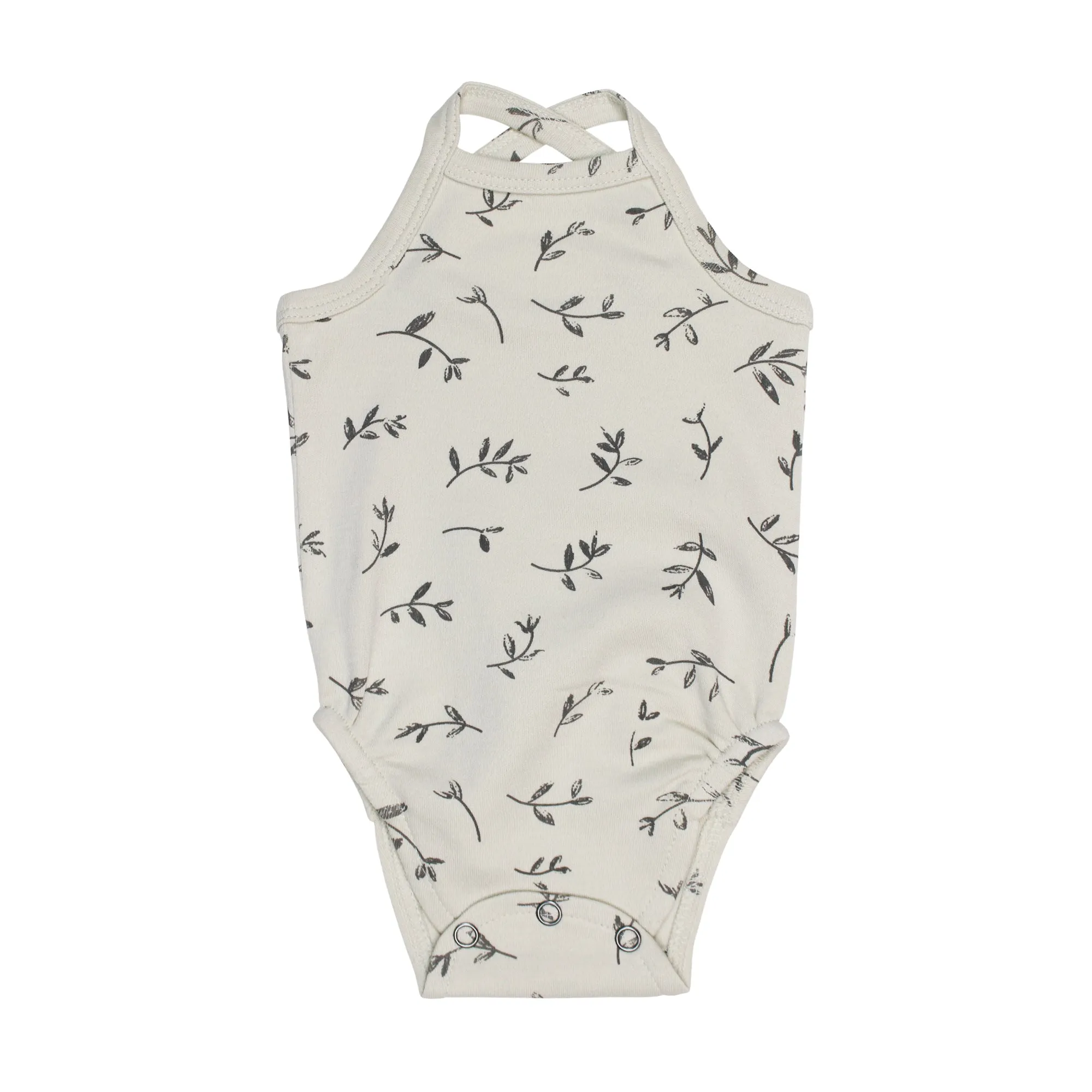 Organic Criss-Cross Bodysuit - Fern & Flower Print