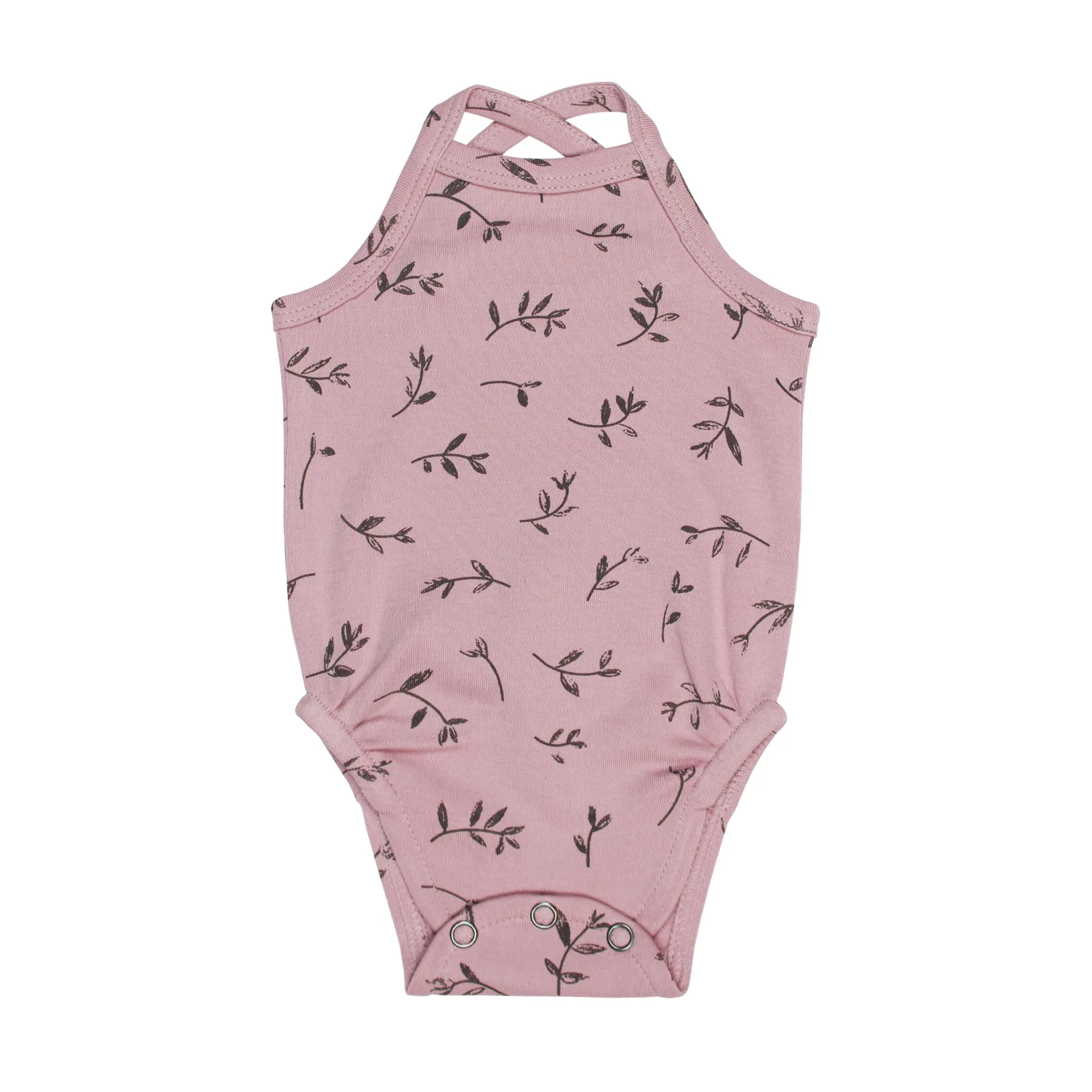 Organic Criss-Cross Bodysuit - Fern & Flower Print