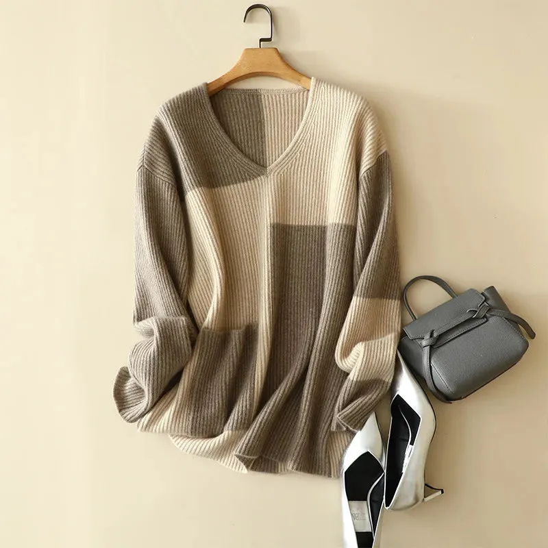 Patchwork Cashmere Sweater This Vneck beauty is the wrapped up in 100 luxurious cashmere winter