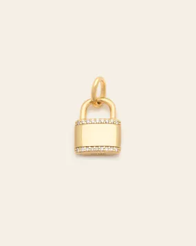 Pave Lock Pendant - Gold Vermeil