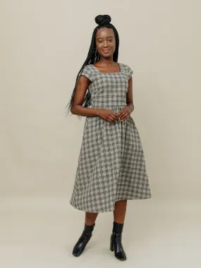 Rupi Midi Dress - Cement Plaid