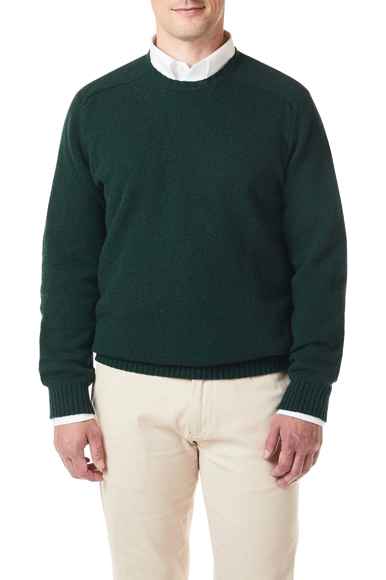 Shetland Crew Neck Sweater Tartan Green