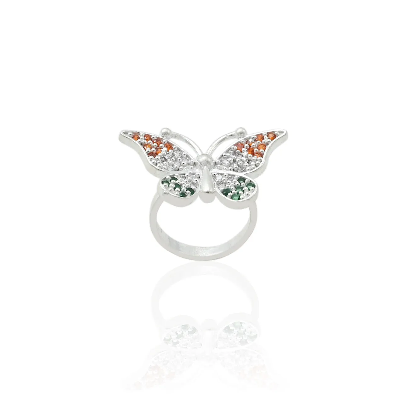 Silver 'Fly Over On the Sky Butterfly' Girls Ring