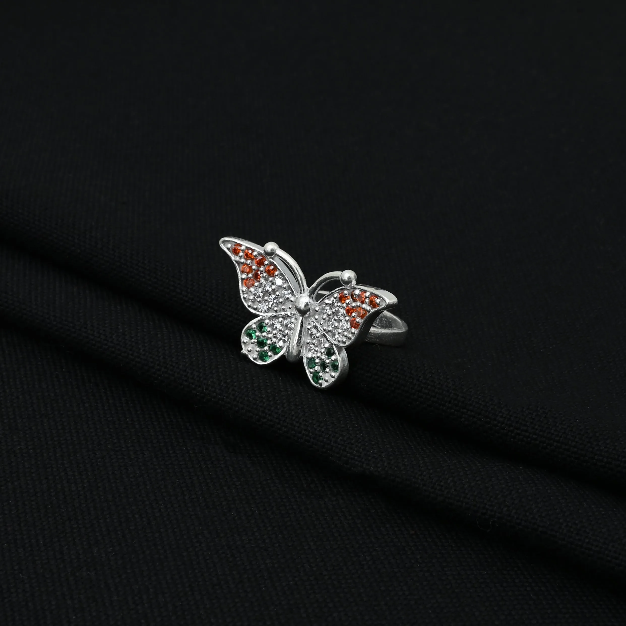 Silver 'Fly Over On the Sky Butterfly' Girls Ring