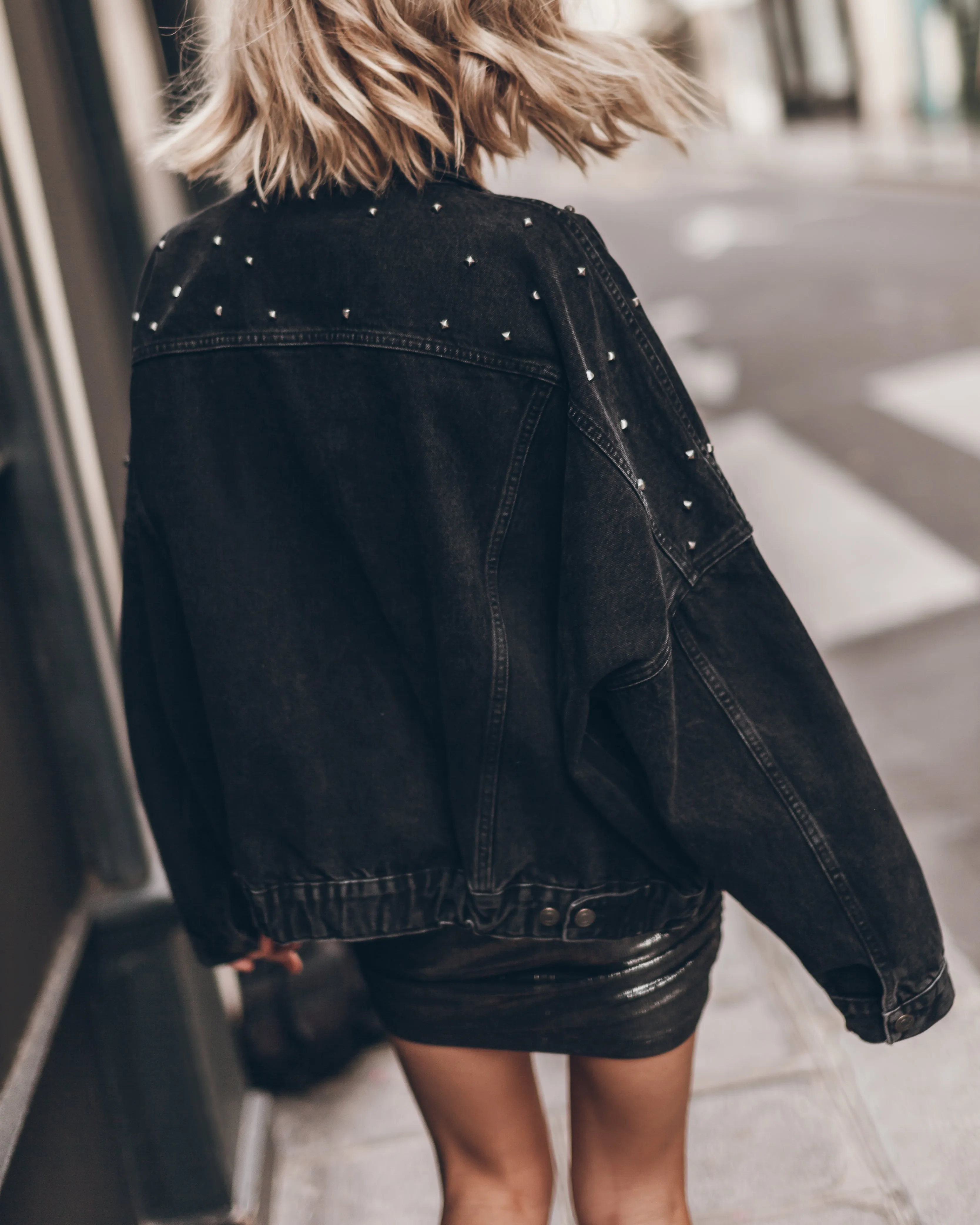 The Black Studded Denim Jacket