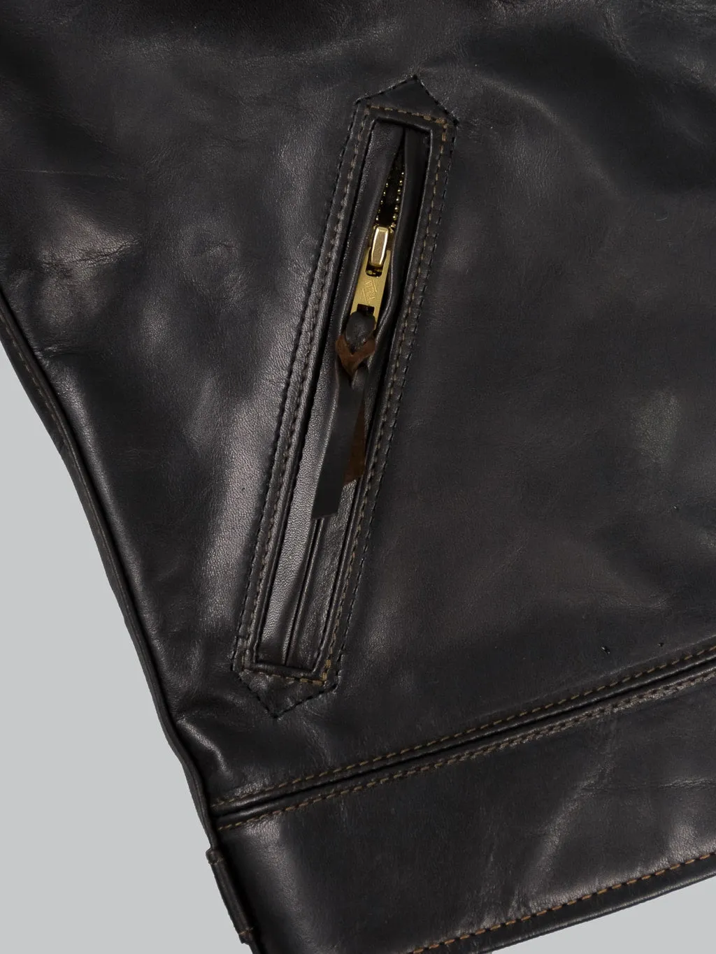 The Flat Head FN-LJ-HS001 Horsehide Single Rider's Jacket Black Aniline