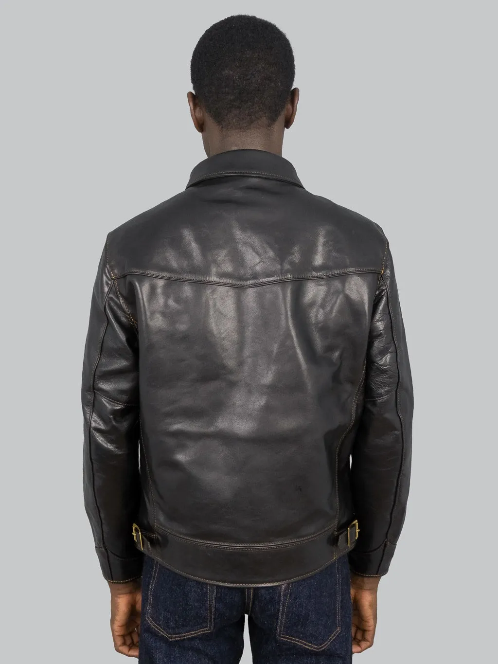 The Flat Head FN-LJ-HS001 Horsehide Single Rider's Jacket Black Aniline