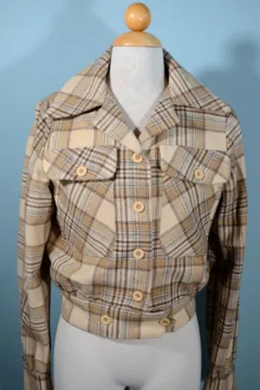 Trousers Up 70s Wool Plaid Bomber Jacket M