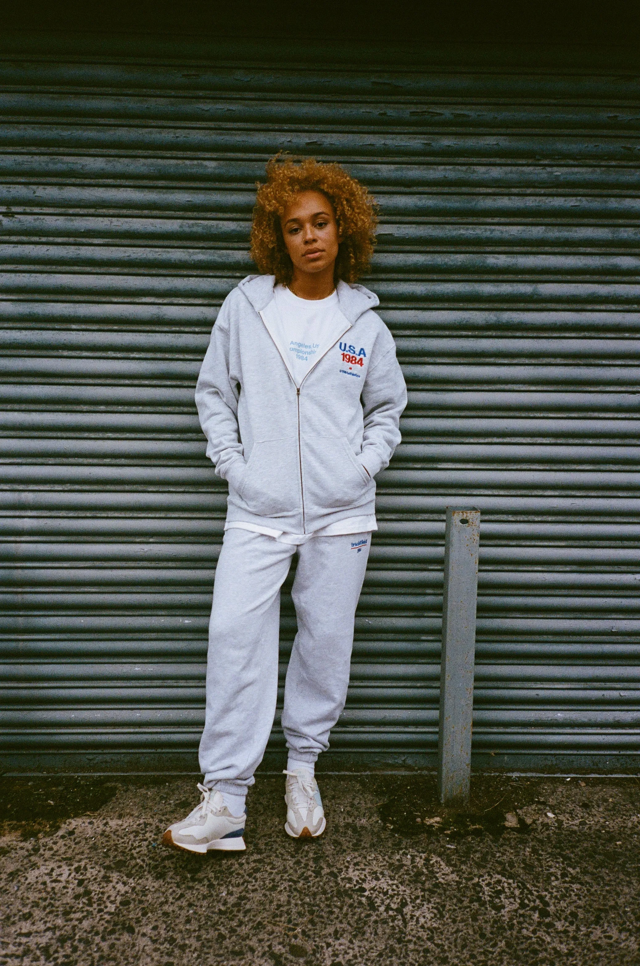 Vice 84 'USA' Embroidered Zip Up Hoodie - Ash Grey