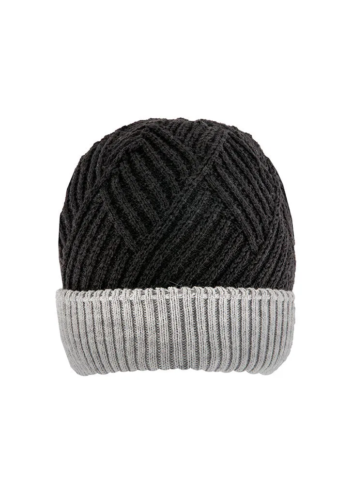 Women’s Patchwork Cable Knit Beanie Hat